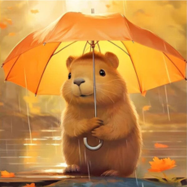 Capybara Puddle Play Diamond Painting Kit (40x40cm)