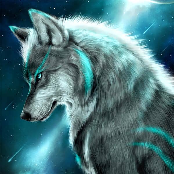 Blue Wolf Diamond Painting Kit – 40x40cm Full Gem Art