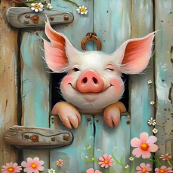 Piglet Peekaboo Diamond Painting Kit – 40x40cm Full Coverage