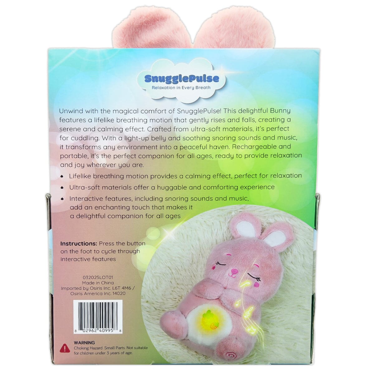Flopsy The Bunny 10" Breathing Plush Toy for Sensory Comfort