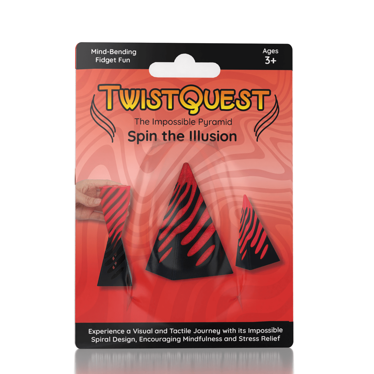 3D Printed Twist Quest Fidget Spiral Toy – Black & Red