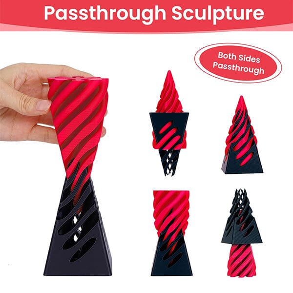 3D Printed Twist Quest Fidget Spiral Toy – Black & Red
