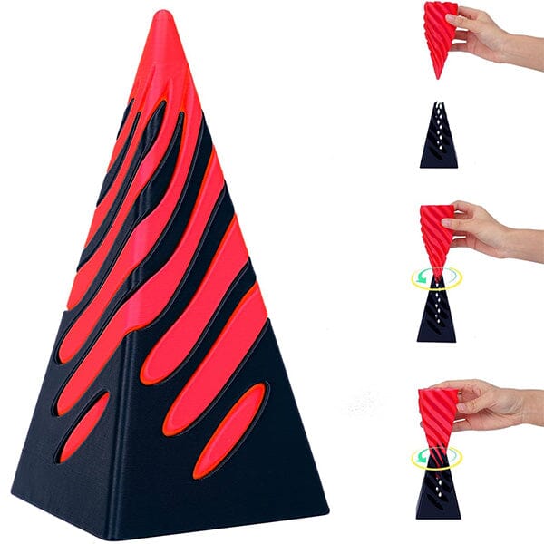 3D Printed Twist Quest Fidget Spiral Toy – Black & Red