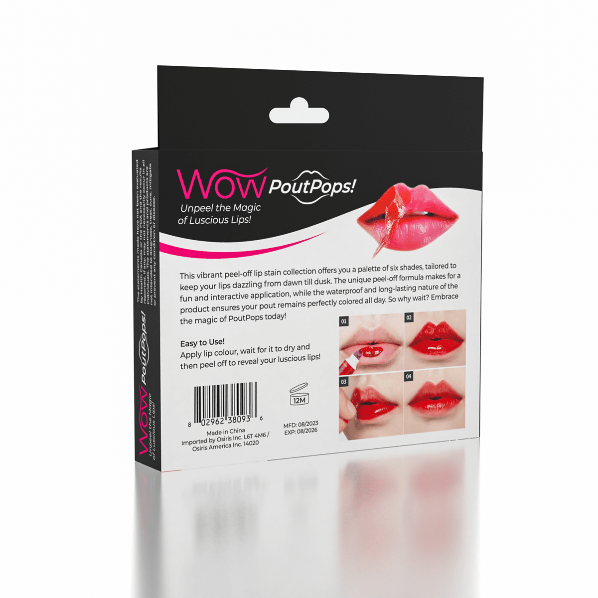 WOW PoutPops Peel-Off Lip Stain Set (6 Colors)