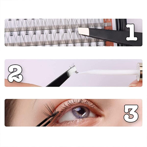 WOW Lash Cluster Kit with Glue & Tweezers – 288 Clusters