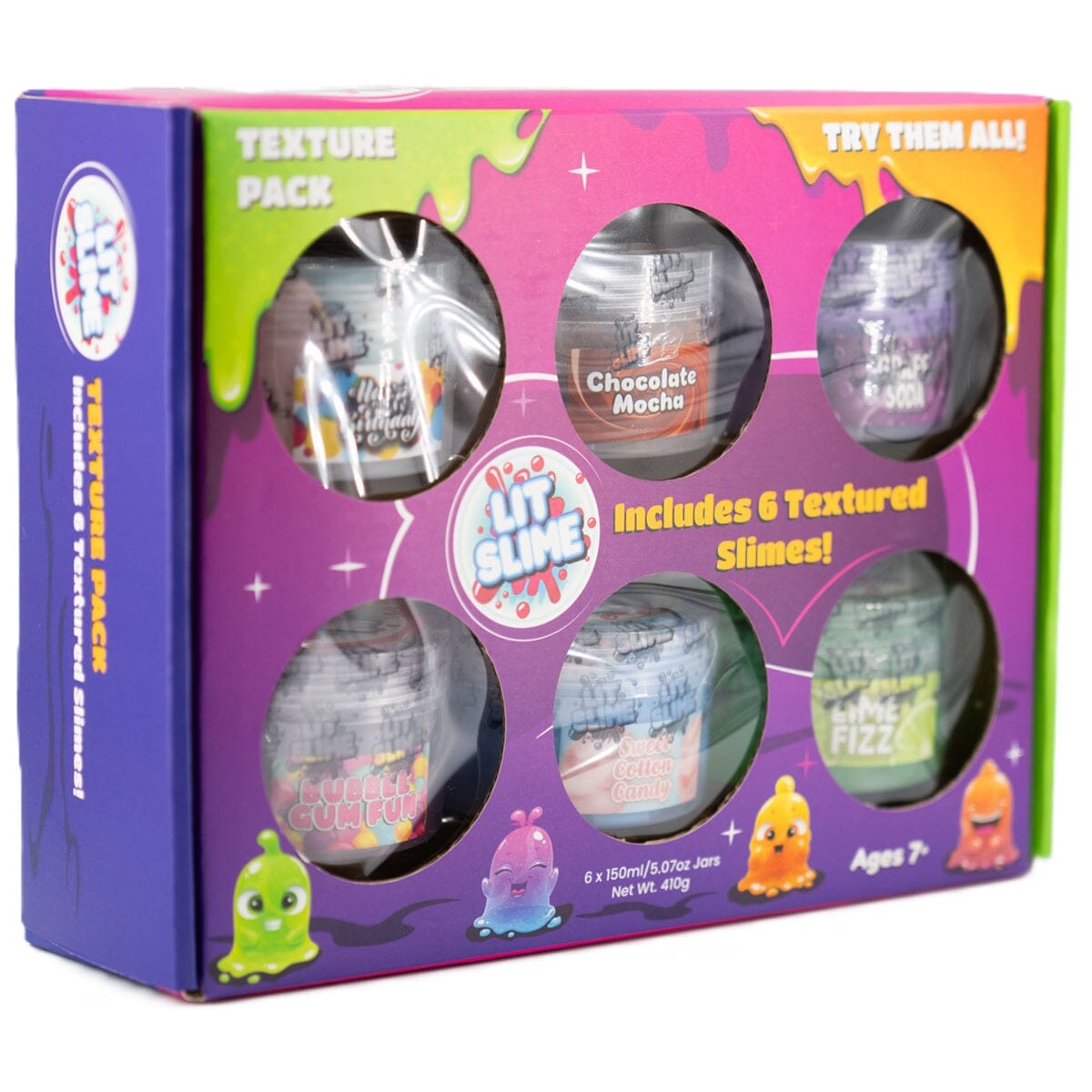 6-Pack Lit Slime Fidget Putty Texture Sampler