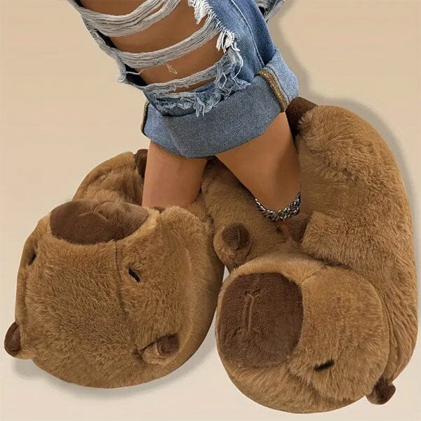 Fluffy Capybara Slippers - Cozy Animal House Shoes