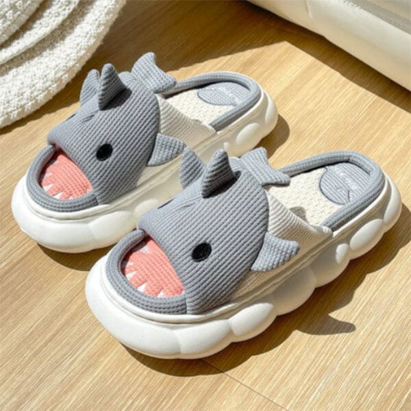 Shark Slippers | Plush Linen Slides for Men & Women