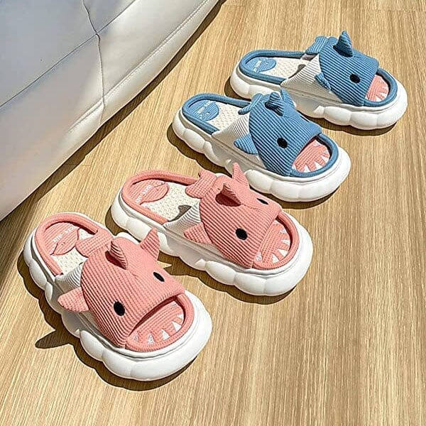 Shark Slippers | Plush Linen Slides for Men & Women