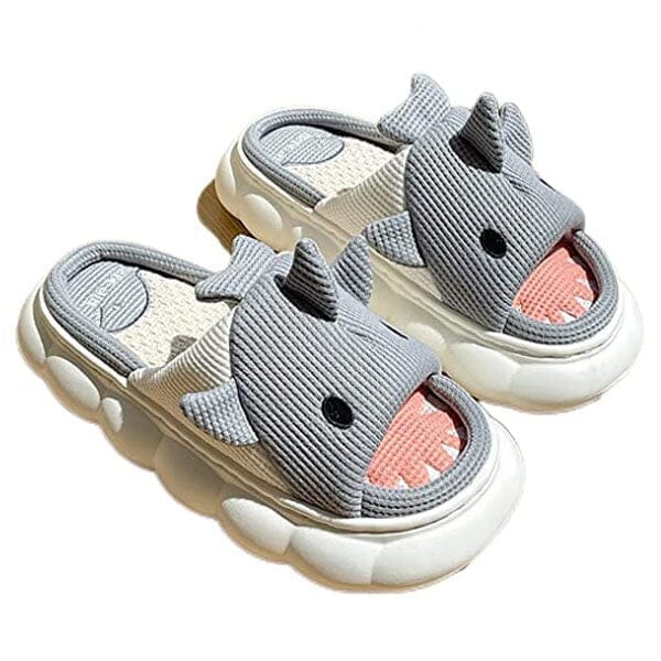 Shark Slippers | Plush Linen Slides for Men & Women