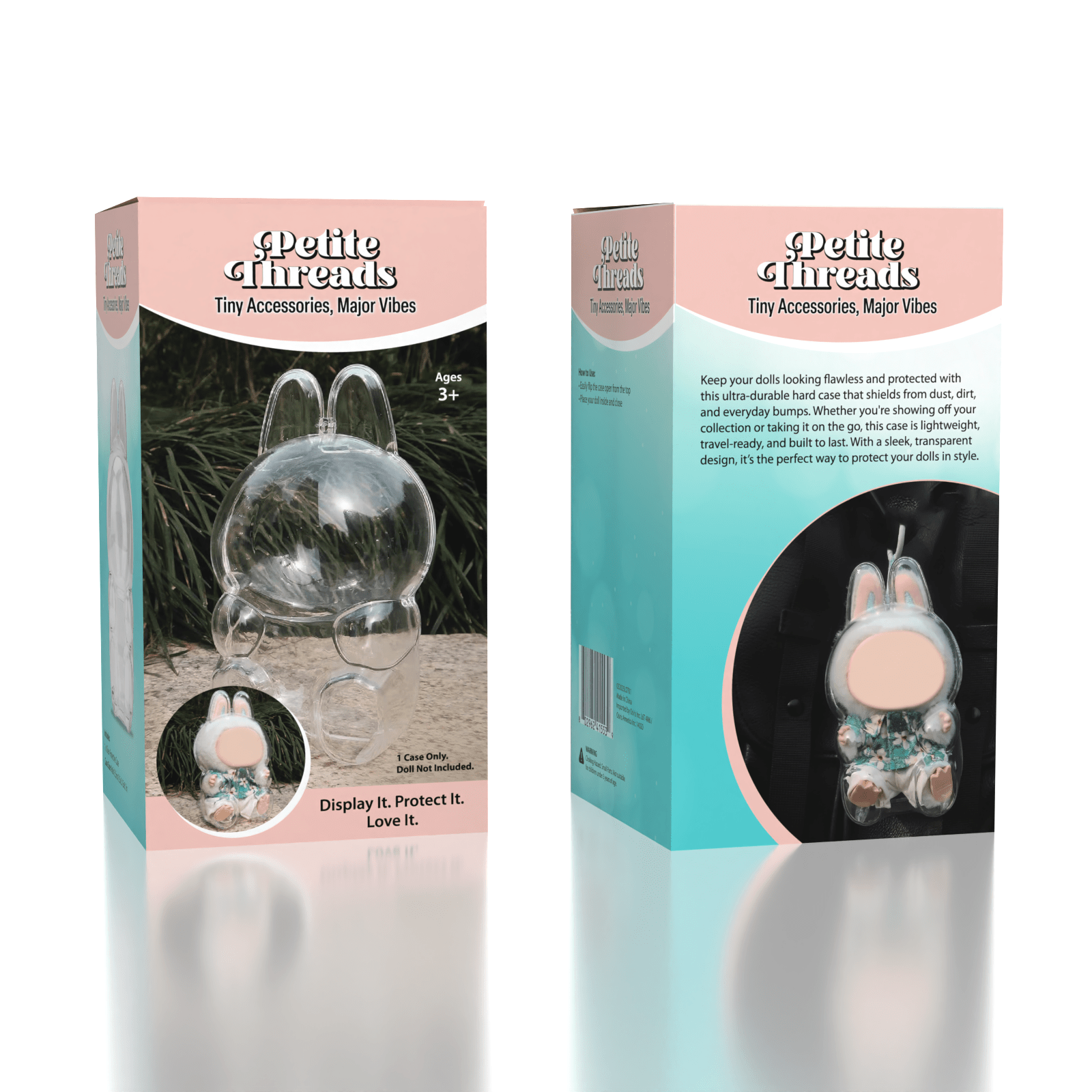 Compact Plush Doll Case for Sitting or Standing Pendants