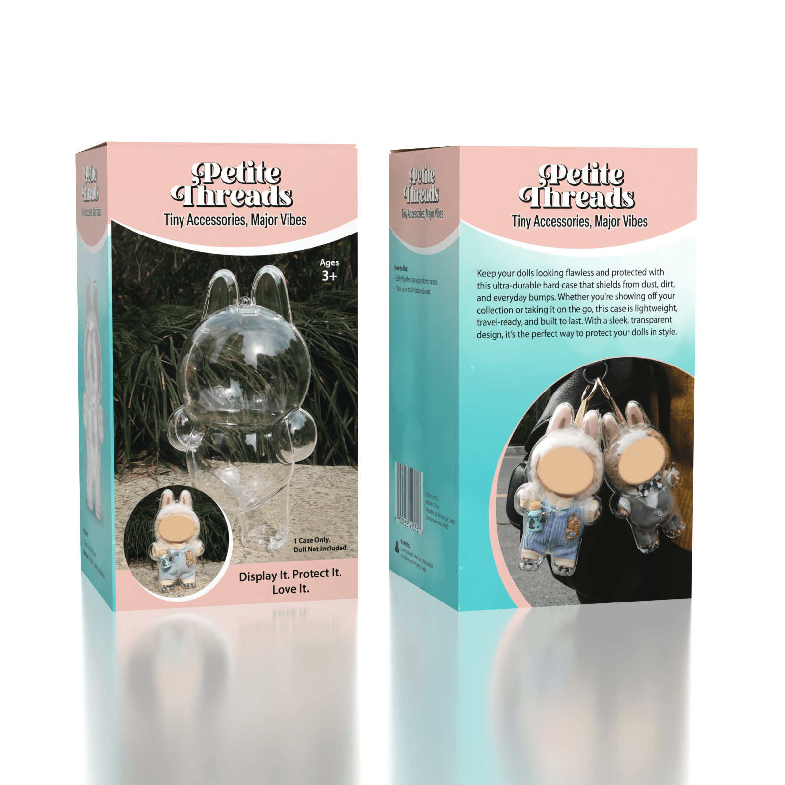 Compact Plush Doll Case for Sitting or Standing Pendants
