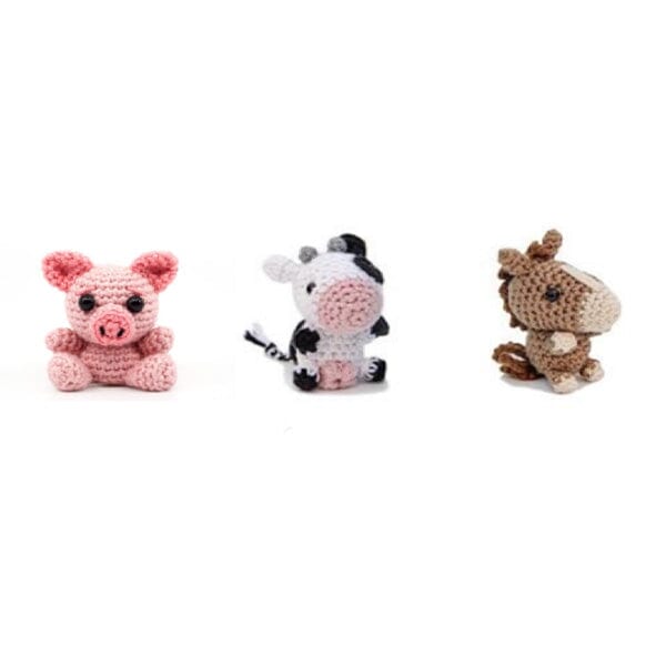 Farm Animal Crochet Plush Toys (3-Pack)