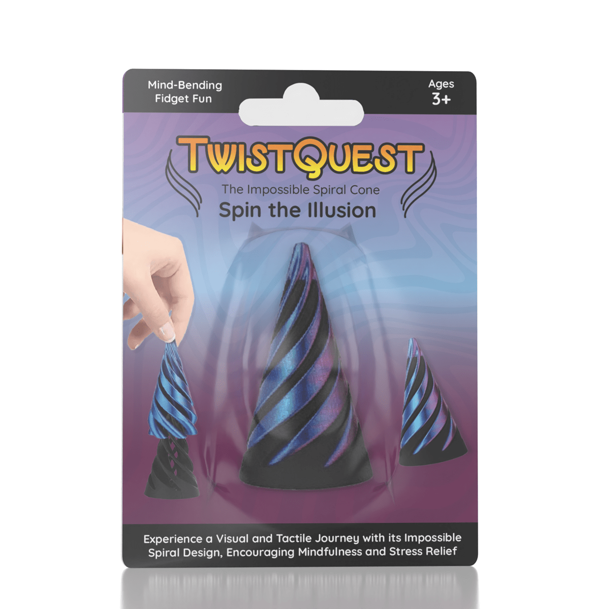 3D Printed TwistQuest Fidget Spiral Toy - Stress Relief Cone