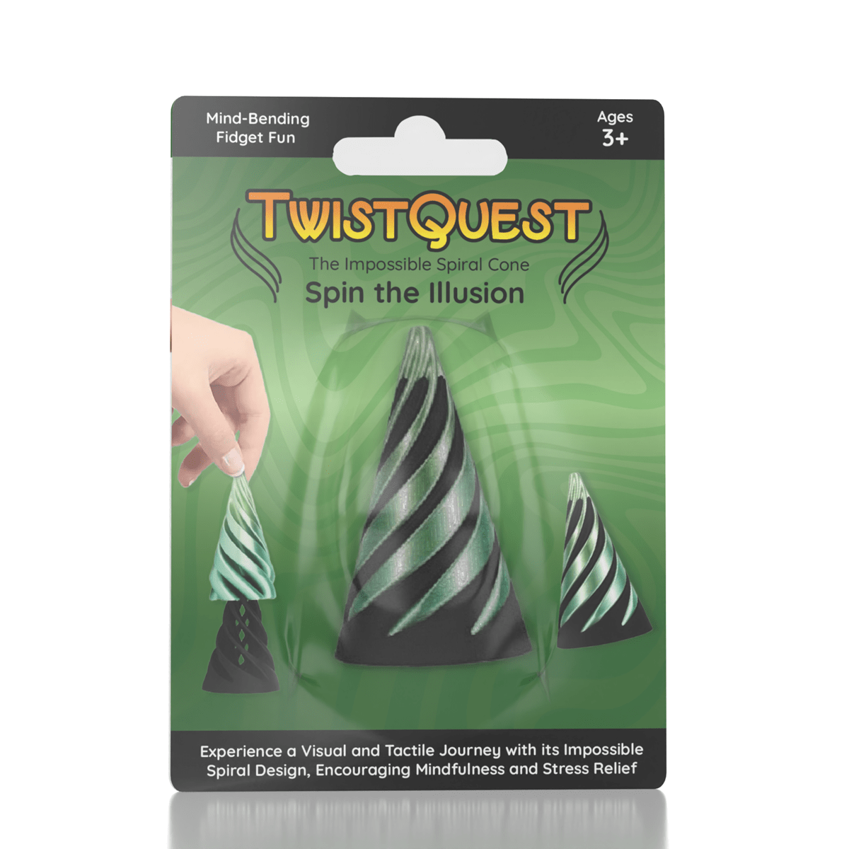 3D Printed TwistQuest Fidget Spiral Toy - Stress Relief Cone