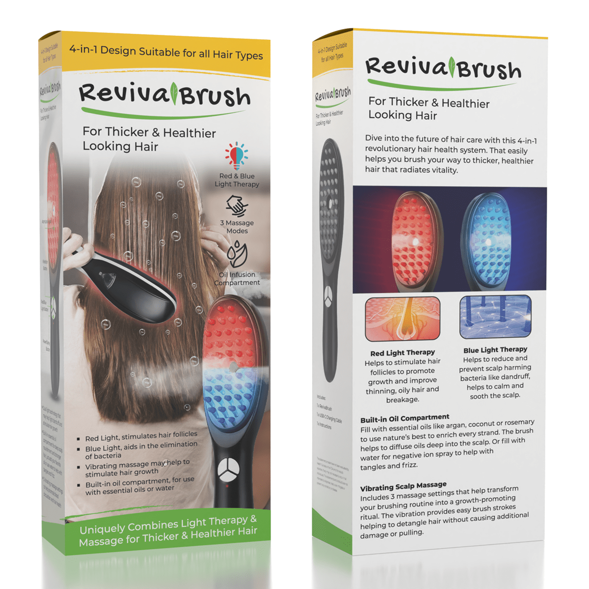 RevivaBrush 4-in-1 Hair Growth Light for Thicker Hair